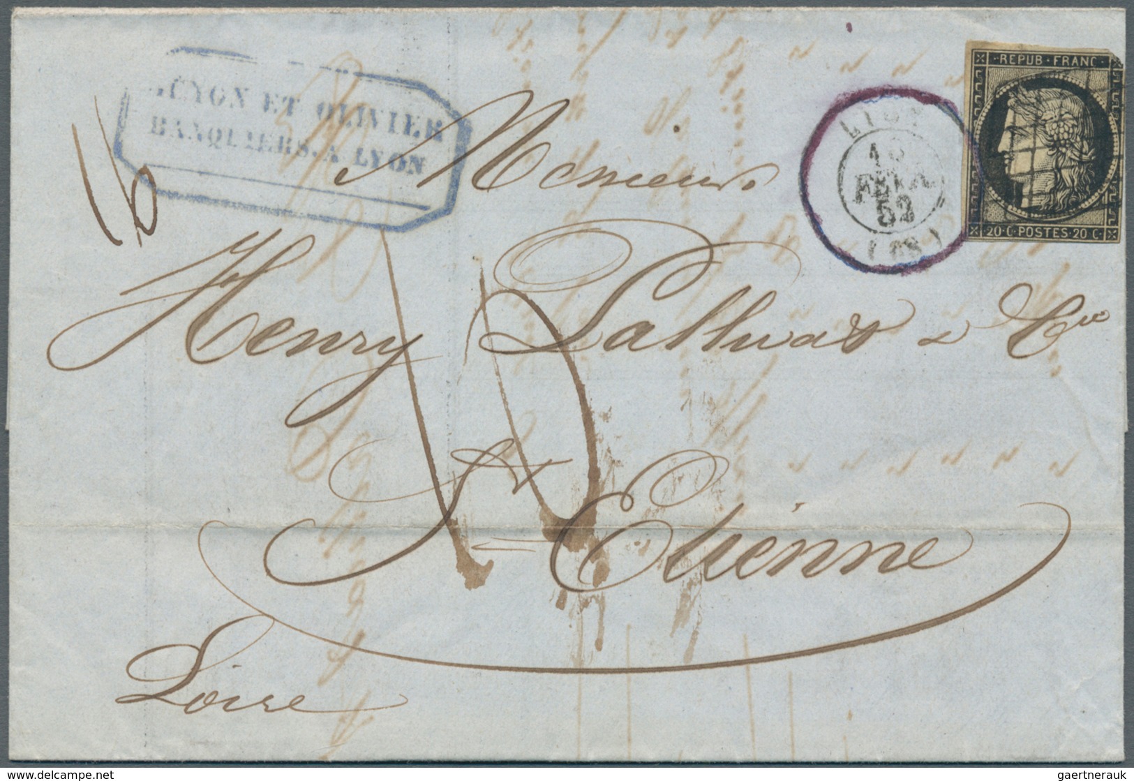 13566 Frankreich: 1852-1874, Four Entire Letters Including 1852 Letter Lyon-St. Etienne, 1854 (Paris) And - Gebraucht