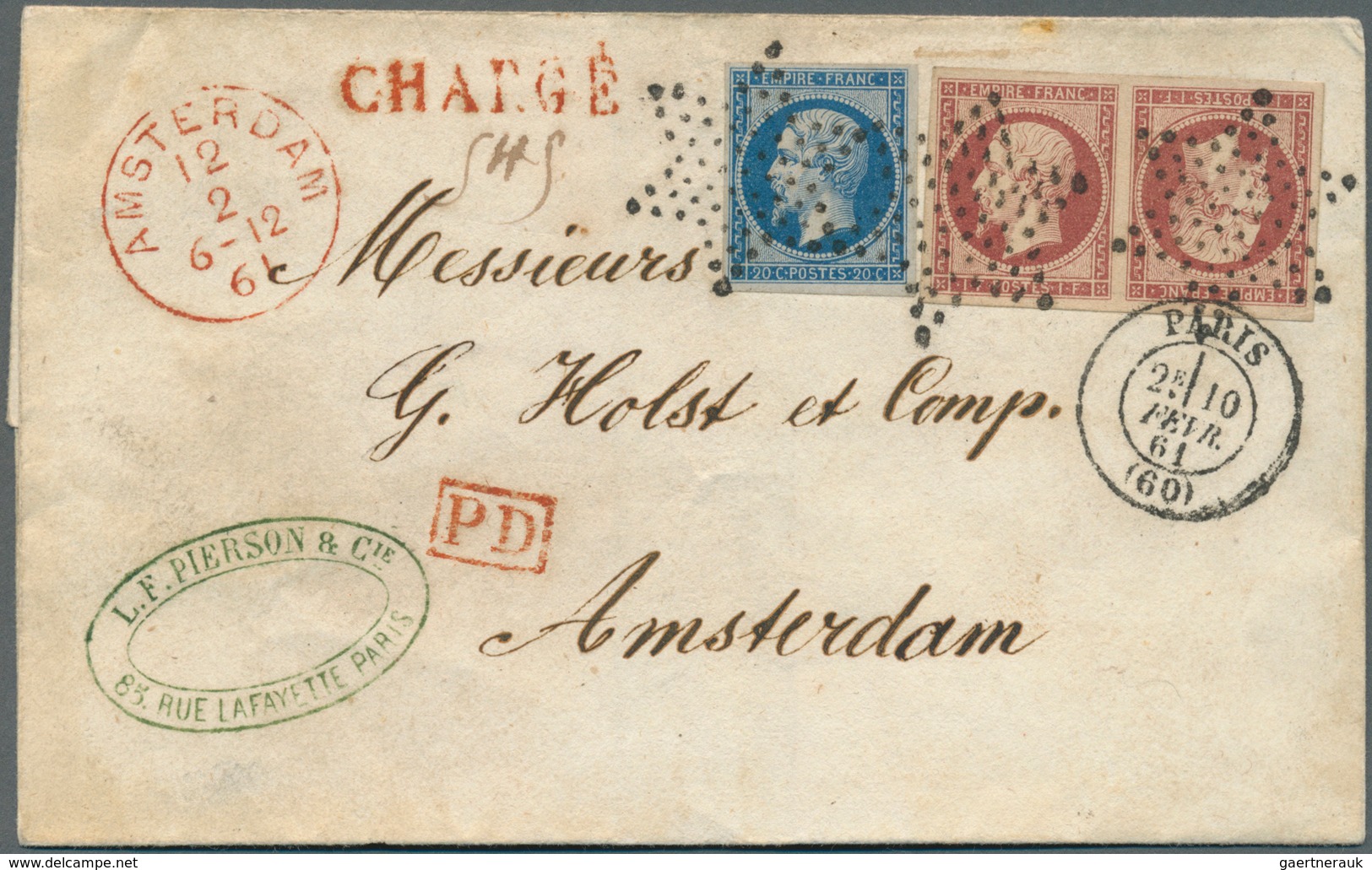 13576 Frankreich: 1853/54, Sperati Forgery Of Napoleon 1 F. Tete-beche Pair With 20 C. And "star" Dotted C - Oblitérés