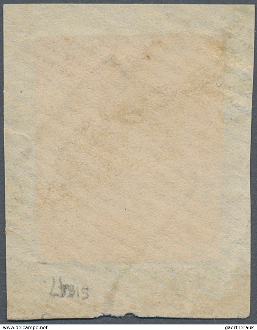 13580 Frankreich: 1850, Ceres 1 Fr. Dark Carmine "carmin Foncé", Stamp On Cut Square Of Cover Tied By Rhom - Gebraucht