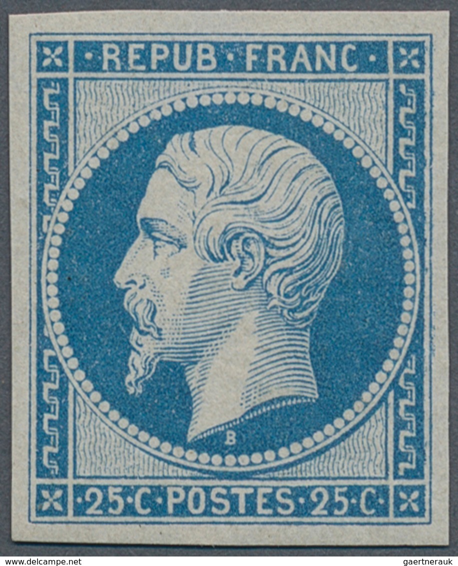 13587 Frankreich: 1862, Napoléon 20 C. Blue Unused Reimpression "Sir Rowland Hill", Good Margins All Aroun - Gebraucht