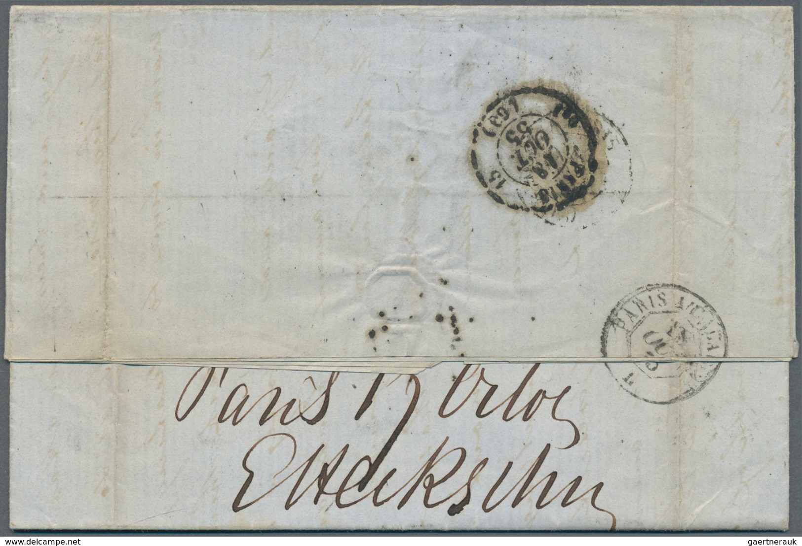 13594 Frankreich: 1855, 80 C. Carmine "Empire Nd", Single Franking On Letter From Argentan Via Paris, Live - Oblitérés