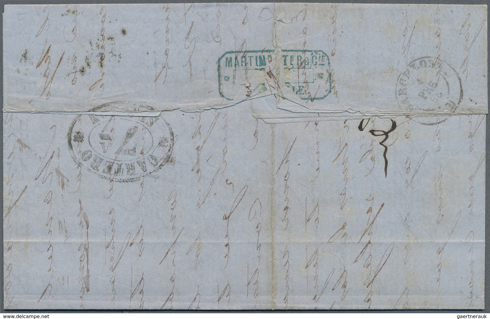 13594A Frankreich: 1868: 40 Cts Orange On Letter From MARSEILLE To Barcelona, Tied By L2 "ESTRANGERO/BARCEL - Gebraucht