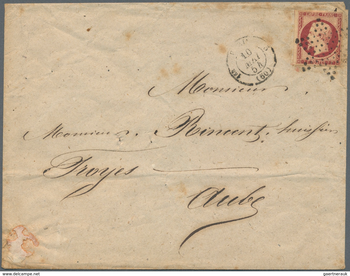 13595 Frankreich: 1854, 1fr. Napoleon, Deep Colour, Close To Huge Margins With Parts Of Left Adjoining Sta - Gebraucht
