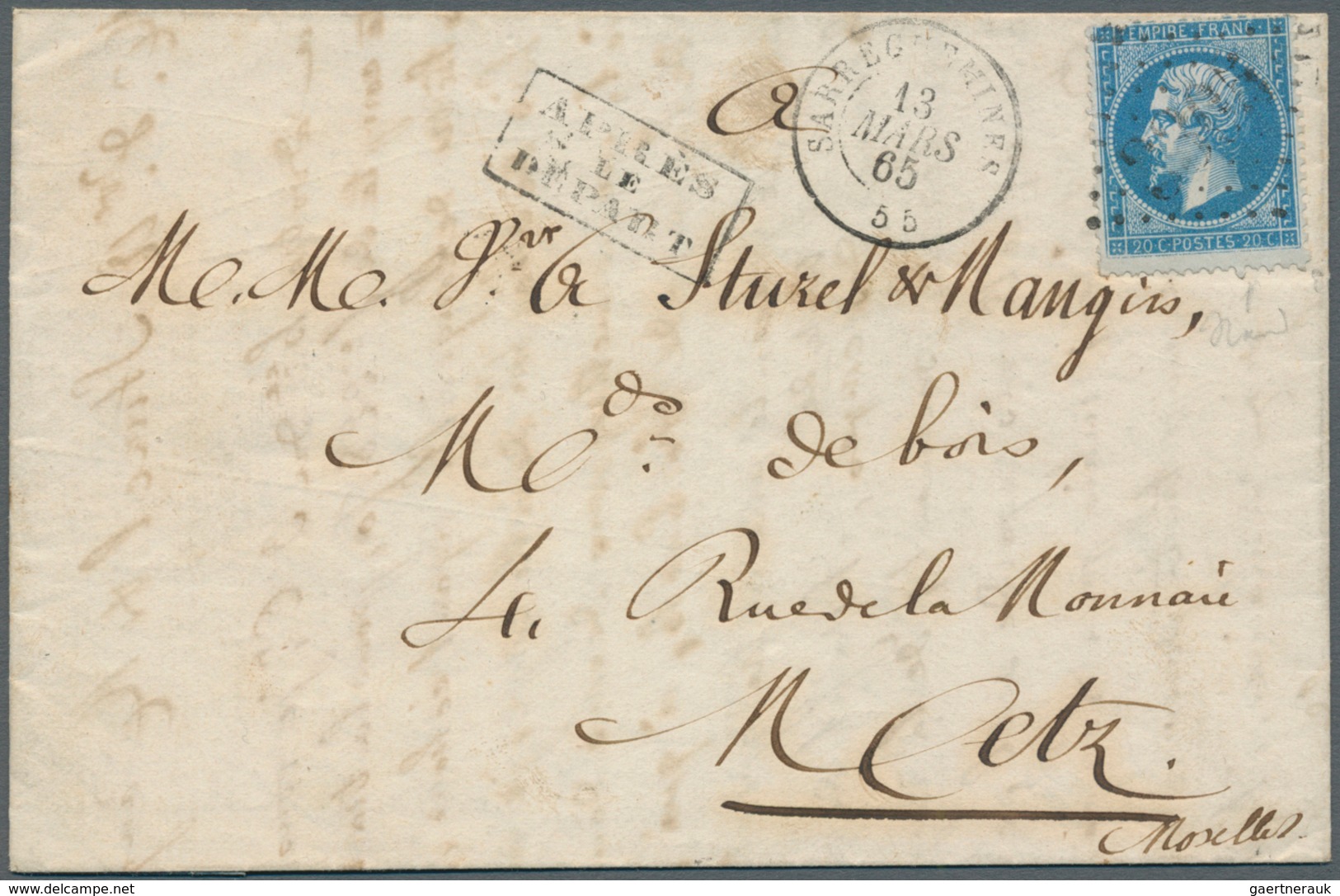 13601 Frankreich: 1862, APRES LE DEPART, Boxed Cancellation On Two Different Covers With Single Franking 2 - Oblitérés