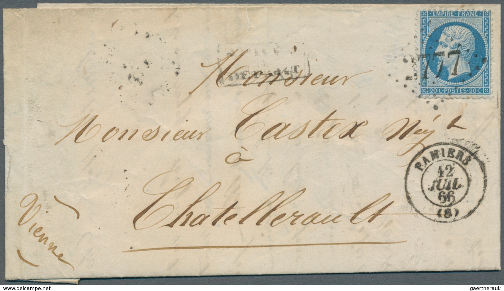 13601 Frankreich: 1862, APRES LE DEPART, Boxed Cancellation On Two Different Covers With Single Franking 2 - Gebraucht
