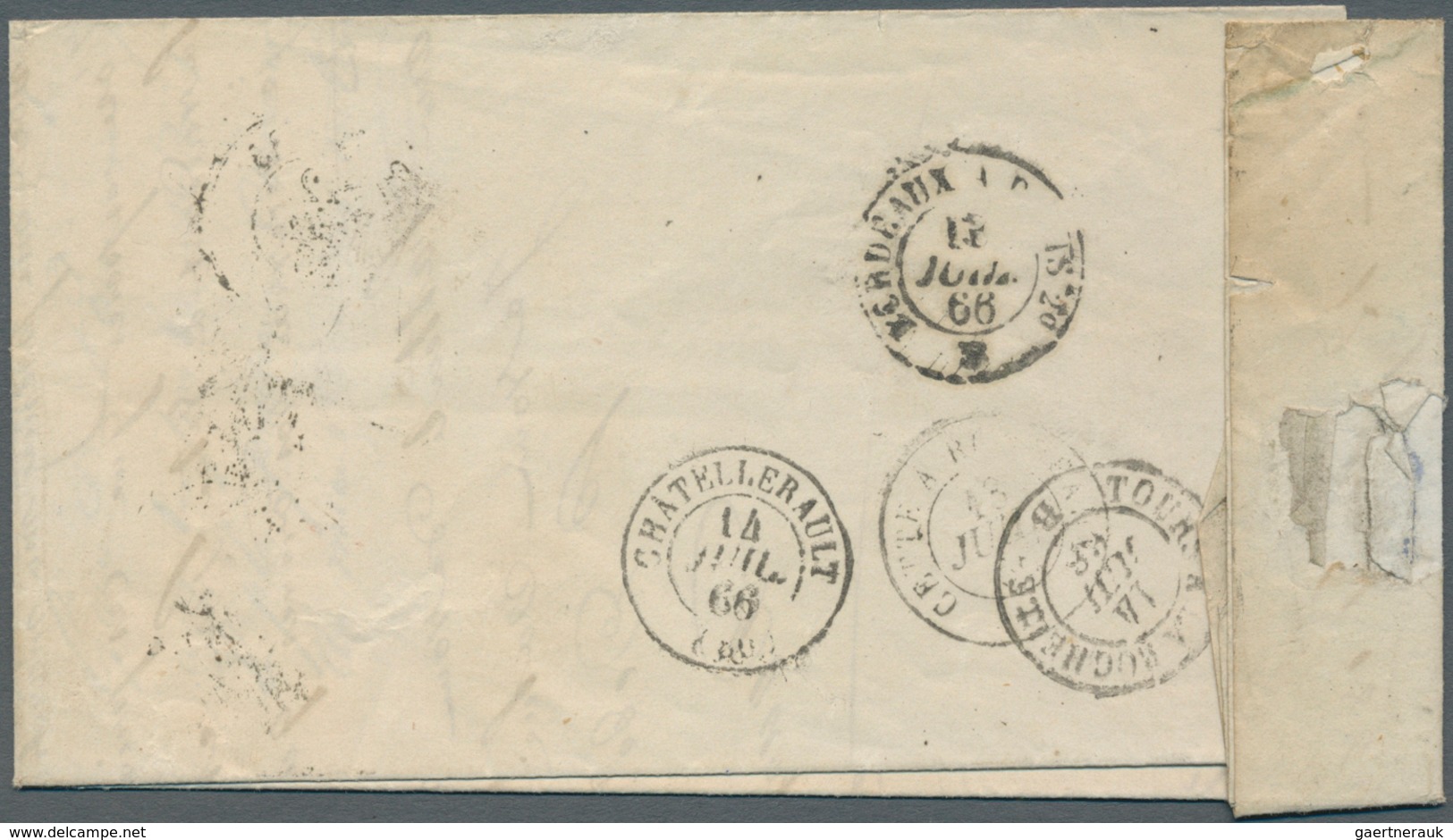 13601 Frankreich: 1862, APRES LE DEPART, Boxed Cancellation On Two Different Covers With Single Franking 2 - Gebraucht