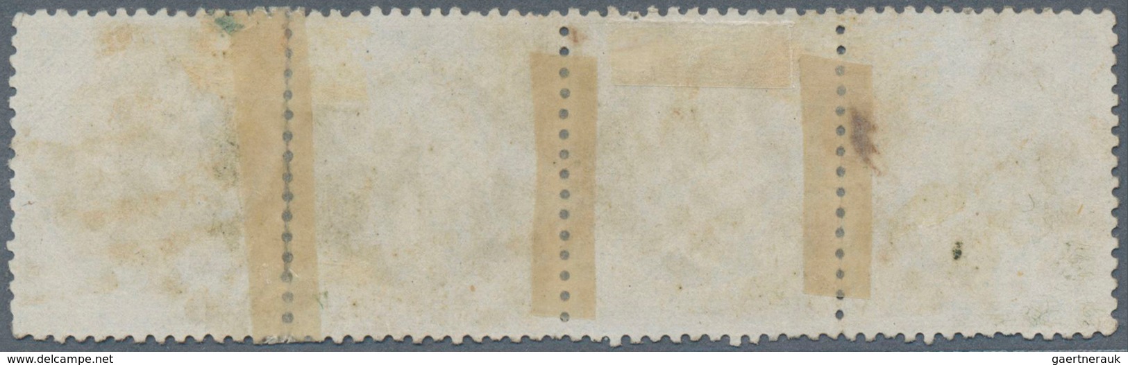 13602 Frankreich: 1862, 20c. Blue "Empire Dentele", Tête-bêche Pair Within A Strip Of Four (slightly Folde - Gebraucht