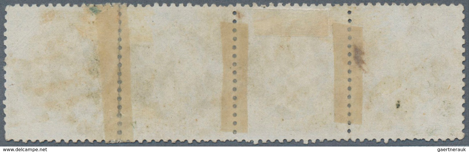 13602 Frankreich: 1862, 20c. Blue "Empire Dentele", Tête-bêche Pair Within A Strip Of Four (slightly Folde - Oblitérés