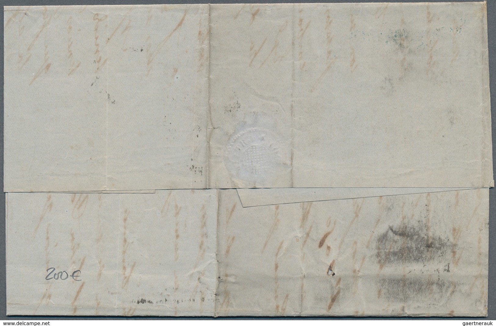 13605A Frankreich: 1864: 40 Cts Orange, Three Stamps, On Letter From Marseilles To Reus, Spain, Tied By Num - Gebraucht