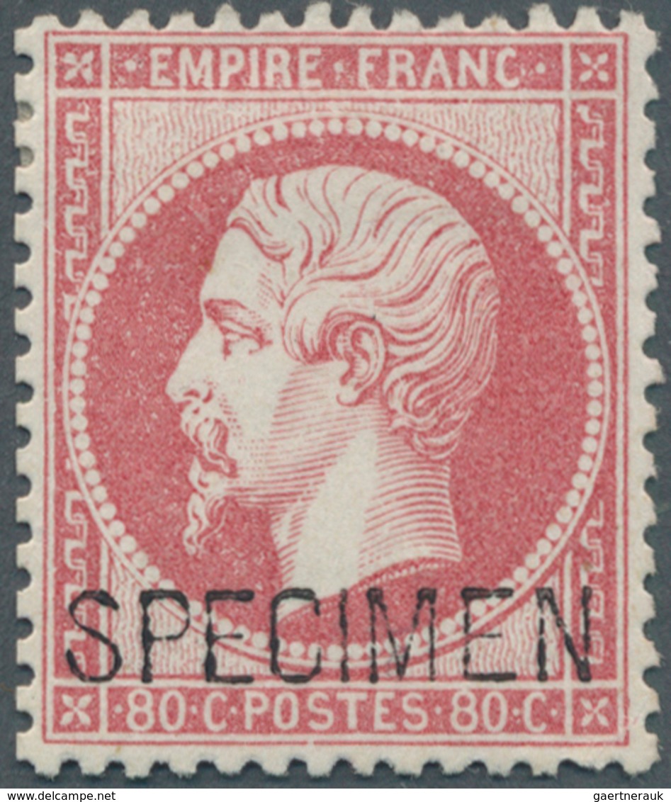 13606 Frankreich: 1862, 80 C. Napoleon Rose, Unused With Original Gum, Overprint "SPECIMEN" And Normal Per - Gebraucht