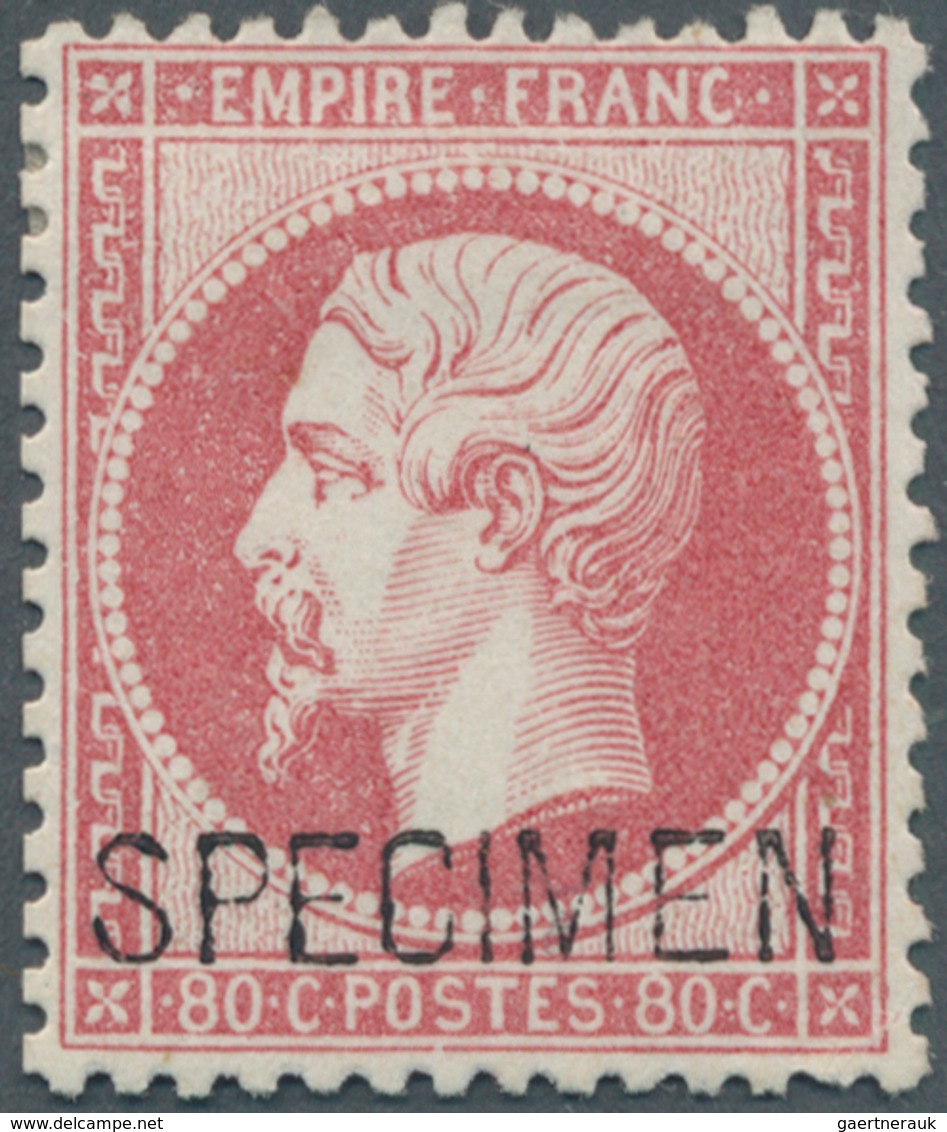 13606 Frankreich: 1862, 80 C. Napoleon Rose, Unused With Original Gum, Overprint "SPECIMEN" And Normal Per - Oblitérés