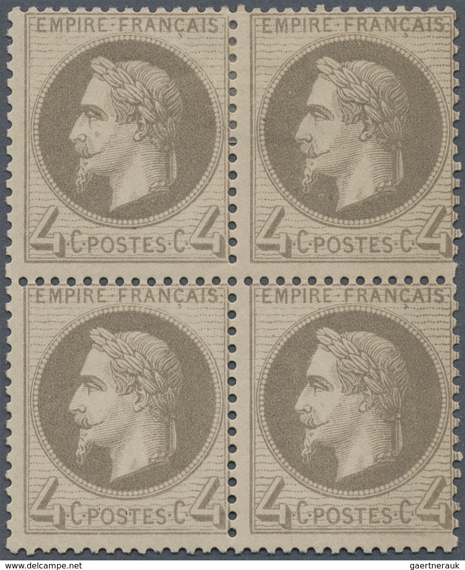 13614 Frankreich: 1862, 4 C. Napoleon Gray Purpel, Unused Block Of 4 With Original Gum. Signed (Yvert No. - Gebraucht