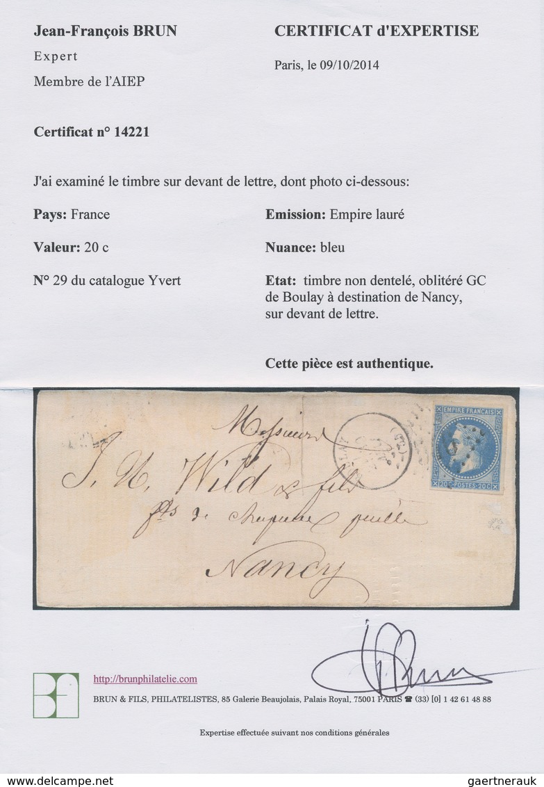 13619 Frankreich: 1862 20c Napoleon "Lauré" VARIETY IMPERFORATED So Called "Lebaudy" Very Fine With Wide M - Gebraucht
