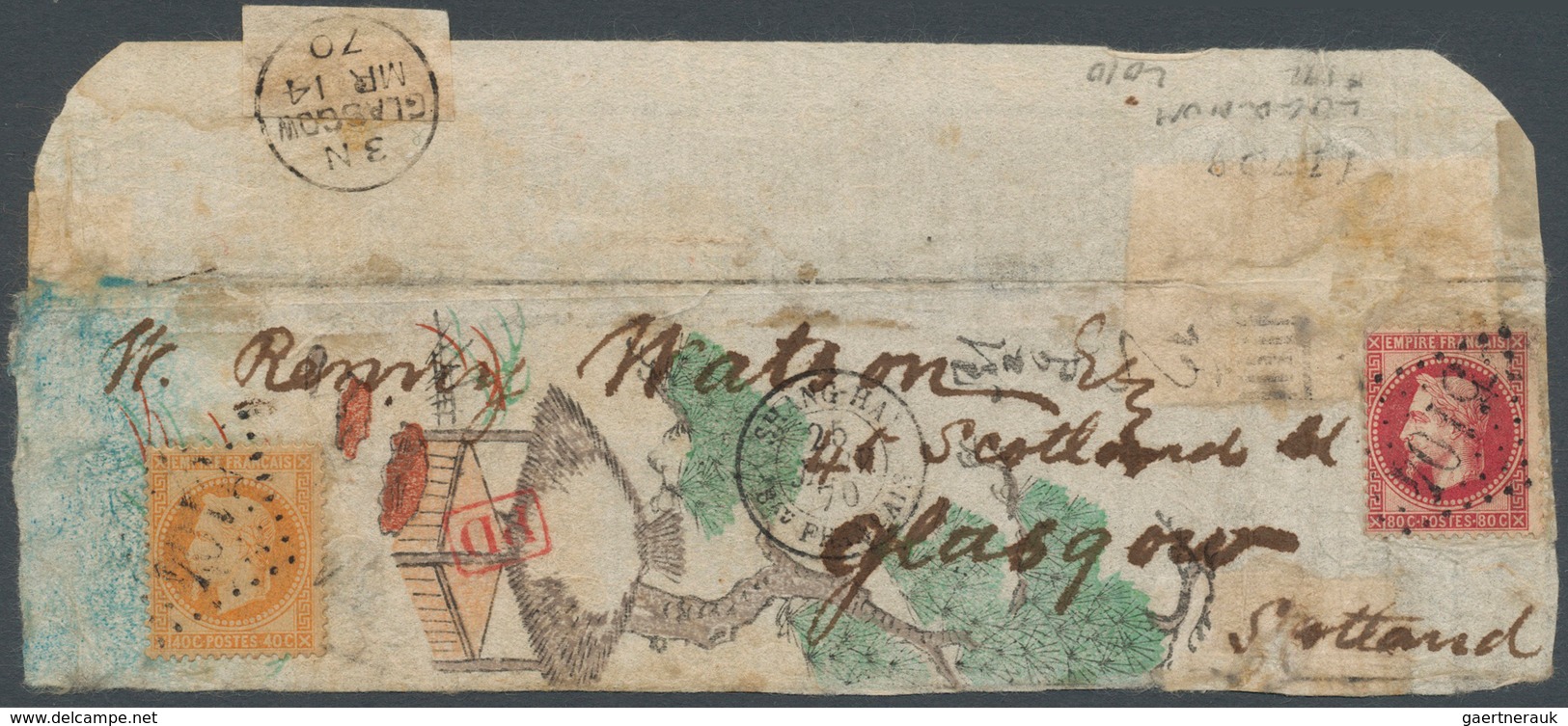 13621 Frankreich: 1862, Napoleon III French 80c Rose Perforated On Pinkish, Used With 40c Orange (Yvert 27 - Gebraucht