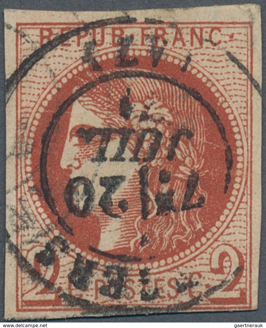 13636 Frankreich: 1870, 2 C. Dark Brick Red (rouge-brique Foncé), Report II, Having Good To Full Margins, - Gebraucht