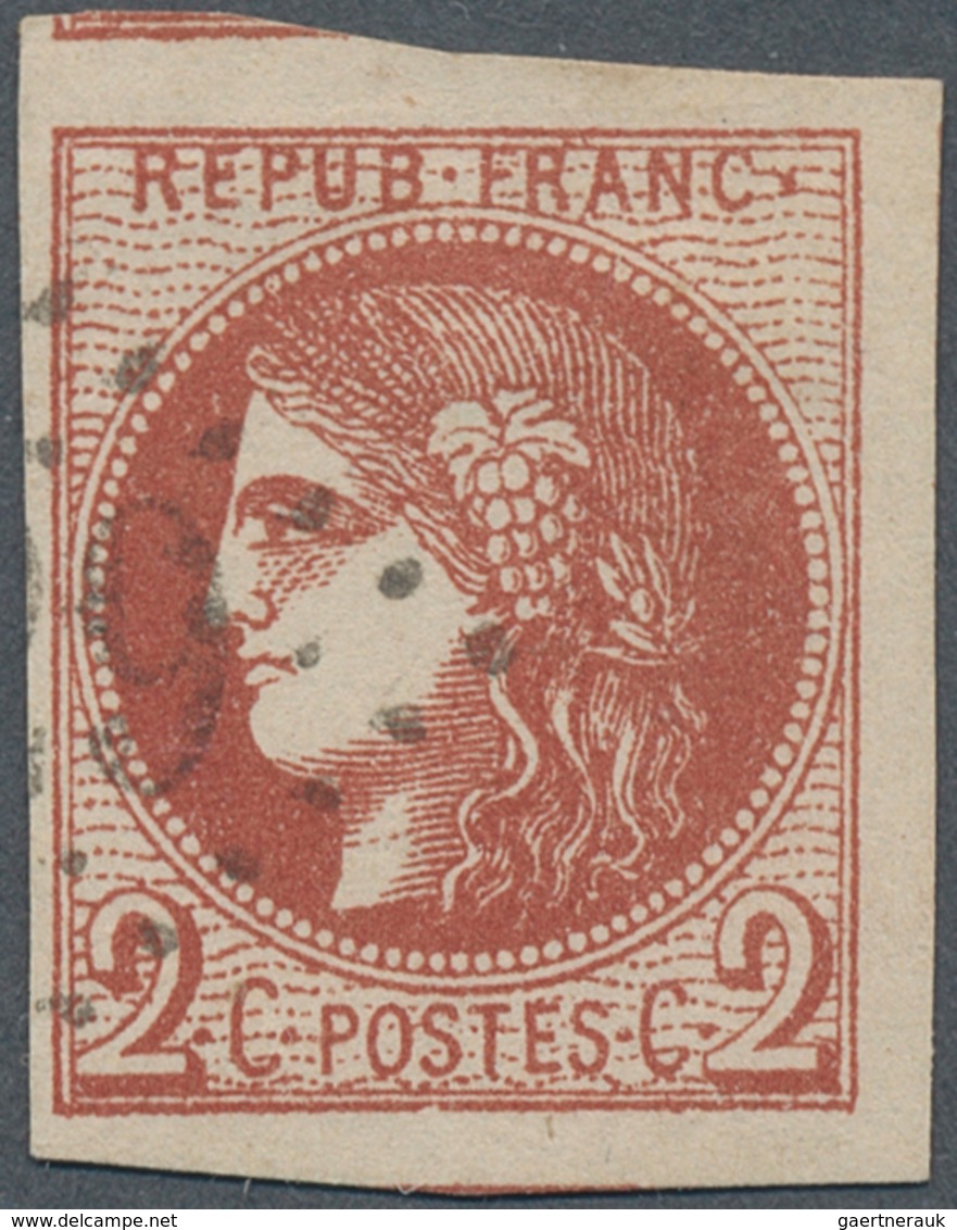 13637 Frankreich: 1870, 2 C Brick-red Bordeaux, Good To Large Margins. VF Used Condition, Signed Calves. C - Gebraucht