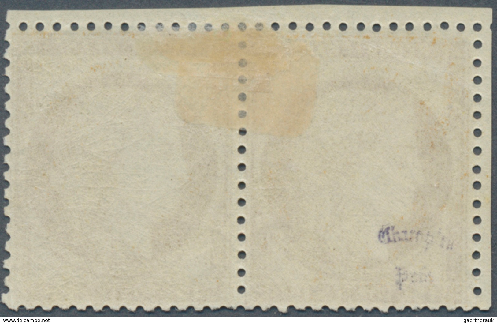 13655 Frankreich: 1873, 15c. Bistre, Horiz. Pair From The Upper Left Corner Of The Sheet (trimmed Margins) - Gebraucht