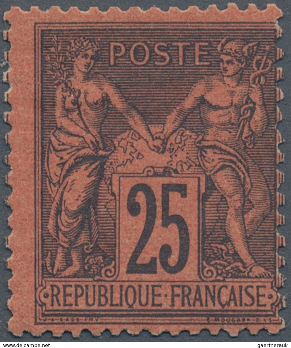 13670 Frankreich: 1878, 25 C. Allegory Black To Red Unused With Hinge And Normal Perforation, Sign. Brun. - Gebraucht