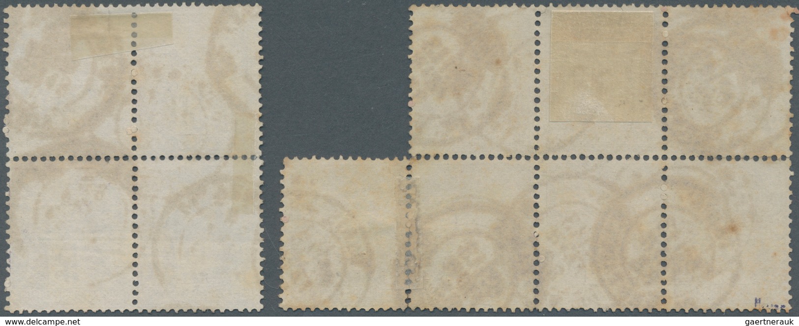 13674 Frankreich: 1877, Allegorie 5 Franc Violet On Light-lilac One Block Of Seven And Ond Block Of Four, - Gebraucht