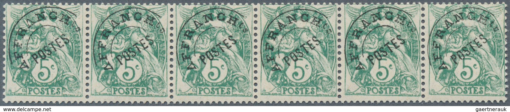 13680 Frankreich: 1900, 5 C. Blanc, Preobliteration, Coil Stamp, Mint Never Hinged Strip Of 6. (Maury Nr. - Gebraucht