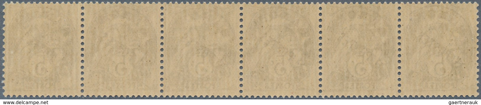 13680 Frankreich: 1900, 5 C. Blanc, Preobliteration, Coil Stamp, Mint Never Hinged Strip Of 6. (Maury Nr. - Gebraucht