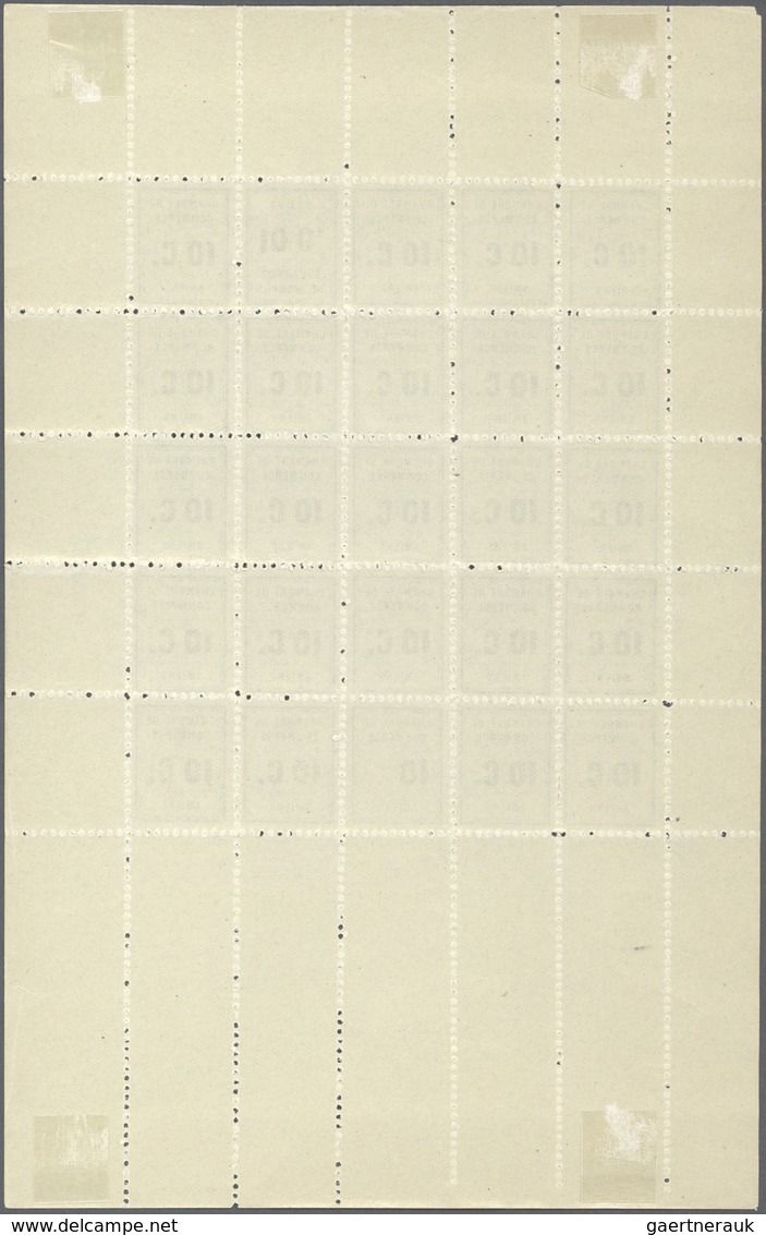 13697 Frankreich: 1909, 10c. Green "Chamber Of Commerce Amiens", Emergency Issue, Complete Sheet Of 25 Sta - Gebraucht