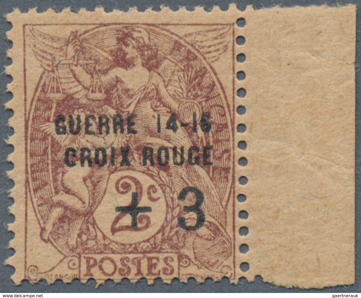 13698 Frankreich: 1916, WWI 2 C. + 3 C. Red Cross Mnh With Right Sheet Margin With Normal Perforation. Mau - Gebraucht