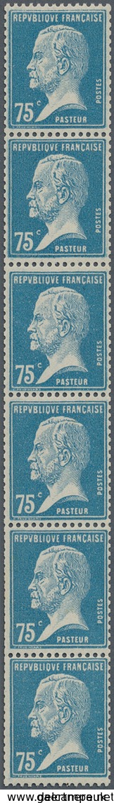 13720 Frankreich: 1924, 75 C. Pasteur, Coil Stamp, Strip Of 6, Mint Never Hinged With Partly Usual Coil Pe - Gebraucht