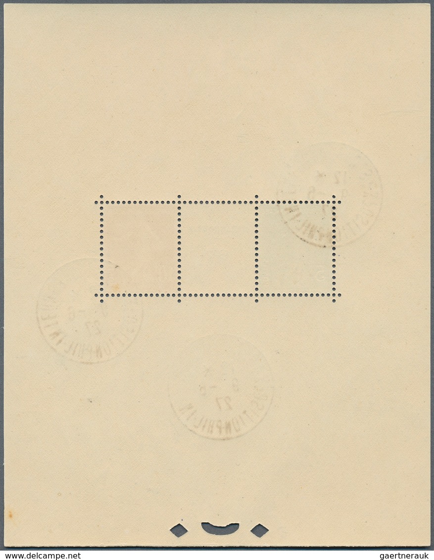 13728 Frankreich: 1927, "Philatelistische Ausstellung In Straßburg", Blockausgabe 5 Fr. + 10 Fr., Glasklar - Gebraucht