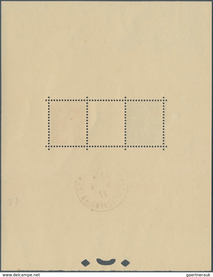 13729 Frankreich: 1927, "Strasbourg-Block " Mit Ausstellungstempel 10.6.27 In Voller Originalgröße, Selten - Gebraucht