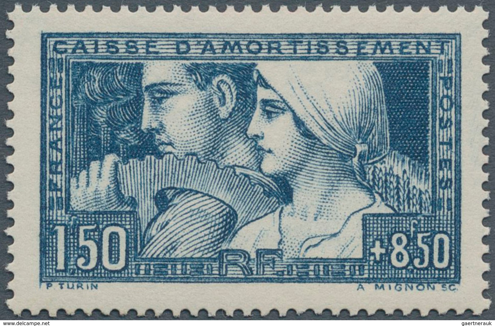 13733 Frankreich: 1928, Caisse D'Amortissement 'Allegorie Of Work' 1,50+8.50fr. In Blue Green Type III, Mi - Gebraucht