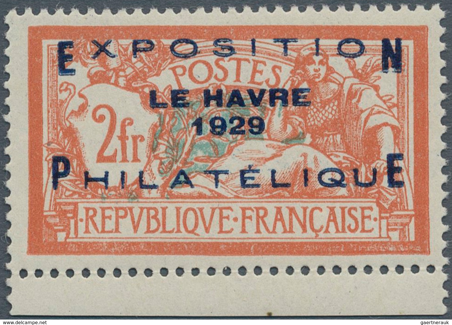 13737 Frankreich: 1929, Le Havre Philatelic Exhibition 2 Fr. Very Well Centered, Mint Never Hinged, Outsta - Gebraucht