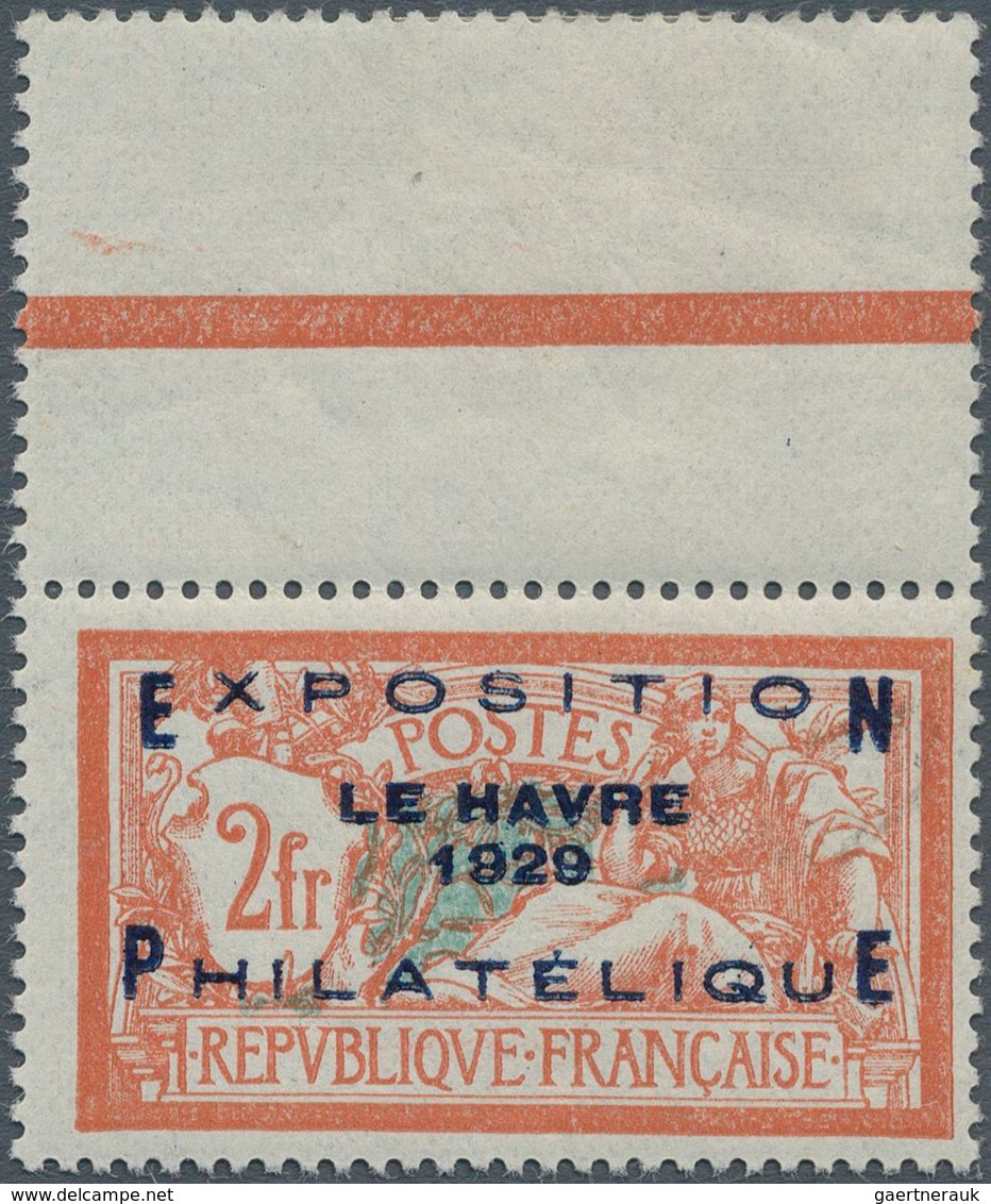 13740 Frankreich: 1929, Le Havre Philatelic Exhibition 2 Fr. With Blank Field (with Hinge), Mint Never Hin - Gebraucht