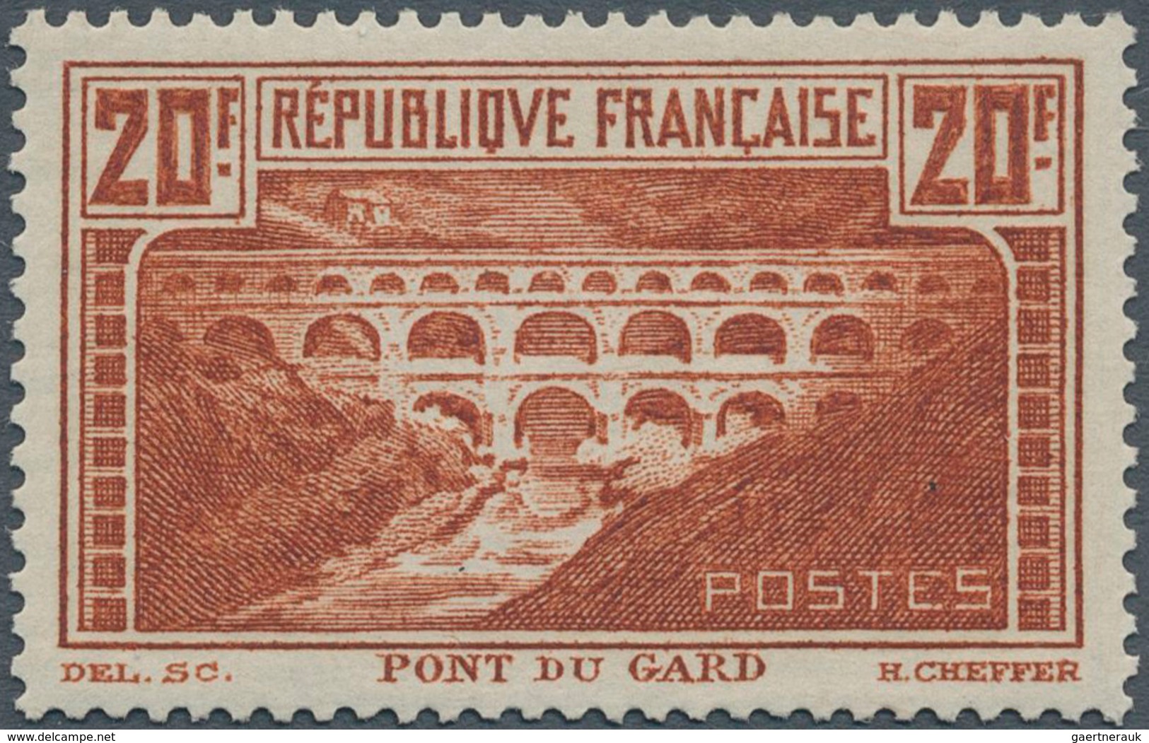 13741 Frankreich: 1929, 20 Fr. Redbrown "chaudron Clair I", Unused Hinged, Very Fine. (Yvert No 262 Aa, 1. - Gebraucht