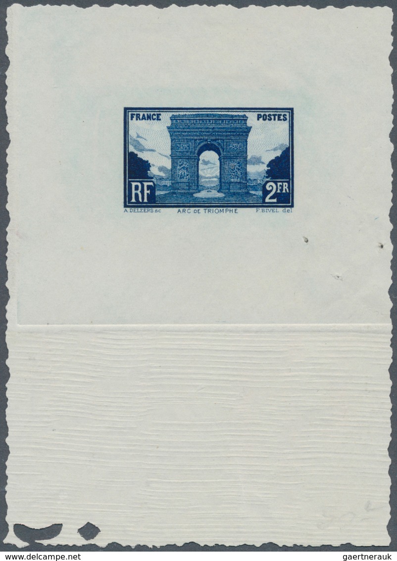 13753 Frankreich: 1931, 2fr. Arc De Triomphe, Single Die Proof In Blue On Ungummed Paper. - Gebraucht