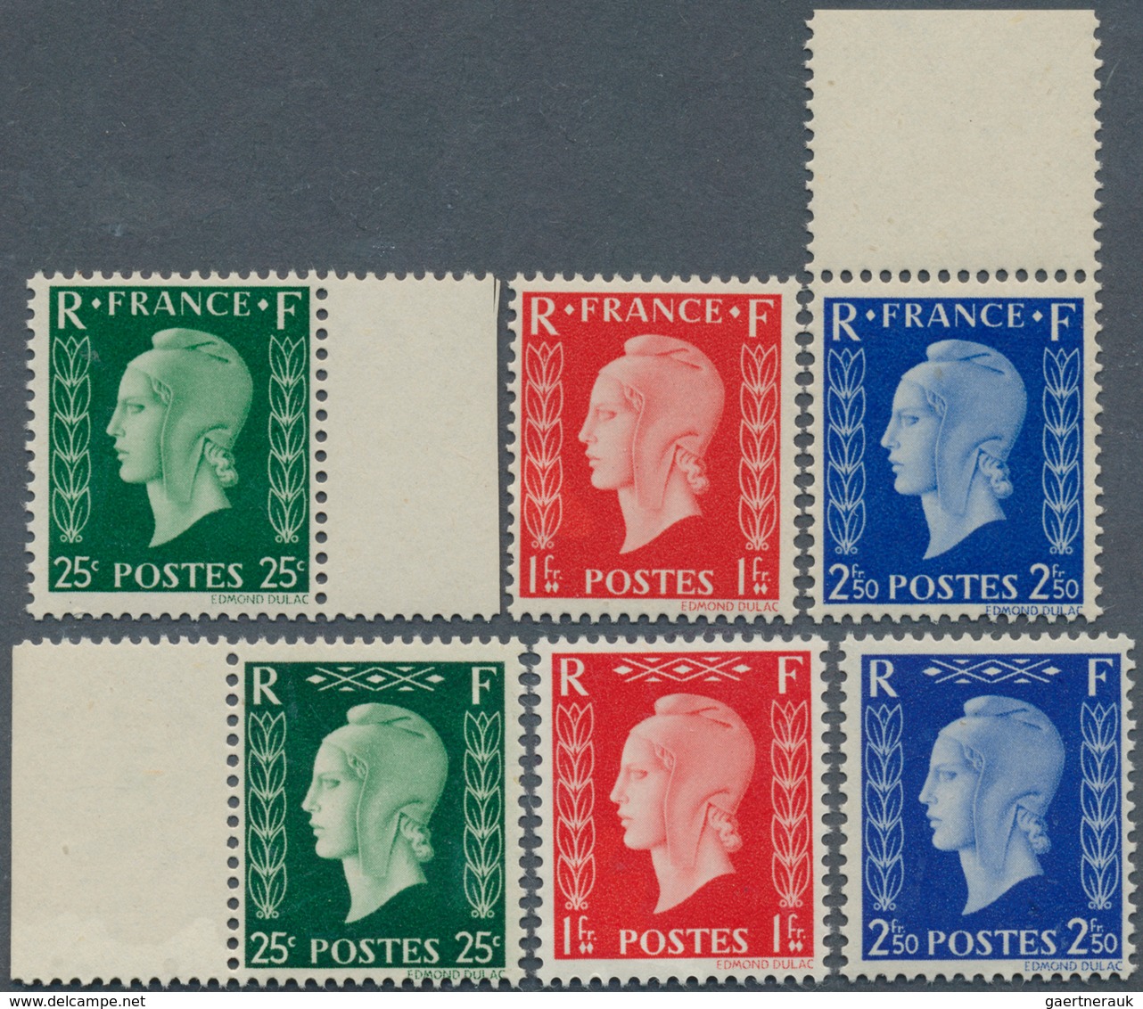 13776 Frankreich: 1944/1945, Defintives "Marianne", Not Issued, Complete Set Of Six Values, Unmounted Mint - Oblitérés