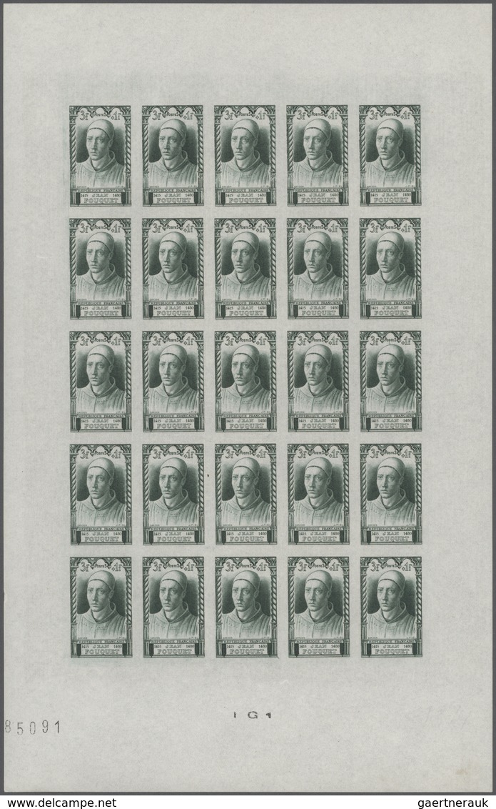 13781 Frankreich: 1946. Set Of 2 Different Color Proof Sheets Of 25 For The 3fr+1fr Value Of The Issue "Pe - Gebraucht