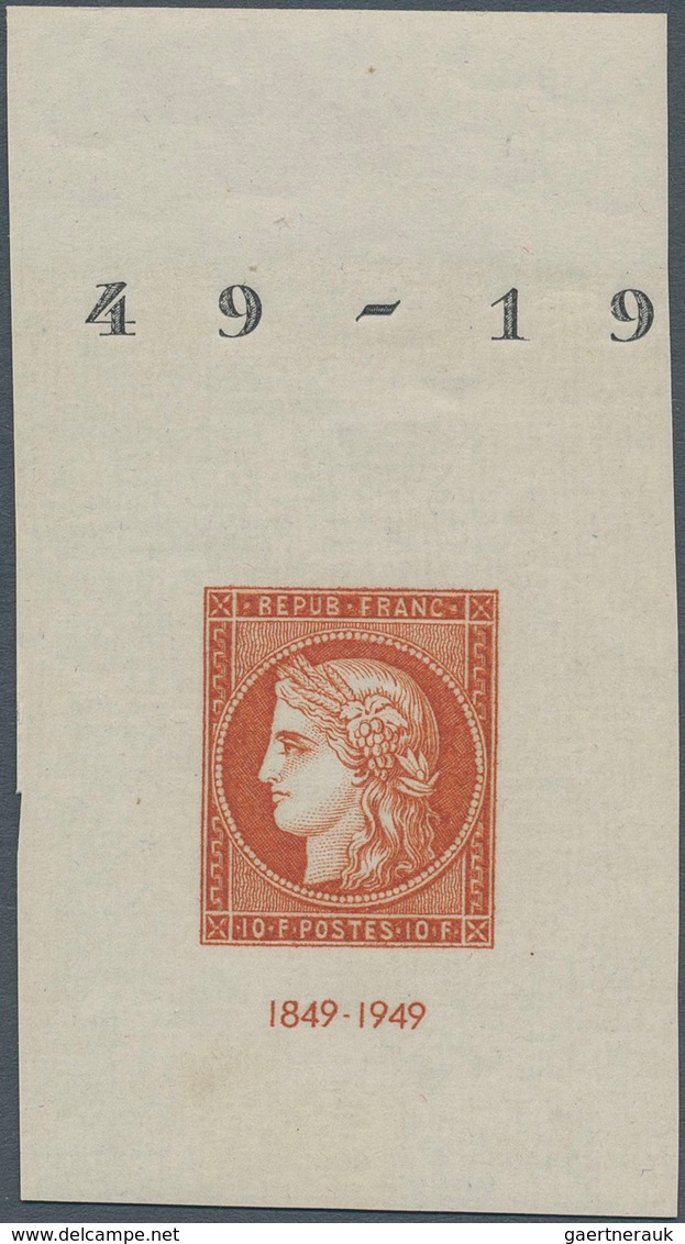 13790 Frankreich: 1949, 100 Years Postage Stamp Mint Never Hinged Single Stamp From The Upper Margin Of Th - Oblitérés