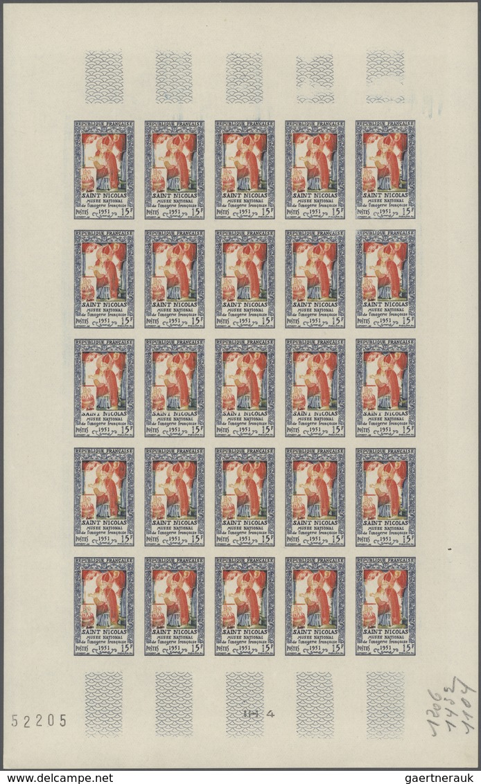 13798 Frankreich: 1951. Set Of 2 Different Color Proof Sheets Of 25 For The Issue "Opening Of The Museum O - Gebraucht