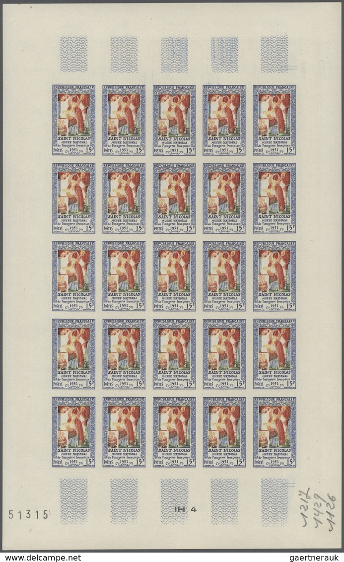 13798 Frankreich: 1951. Set Of 2 Different Color Proof Sheets Of 25 For The Issue "Opening Of The Museum O - Gebraucht