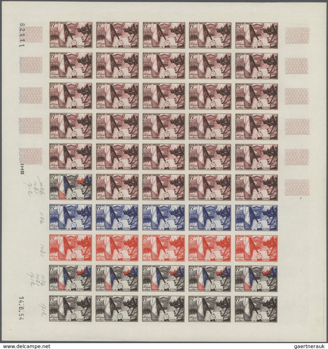 13809 Frankreich: 1954. Lot Of 1 Color Proof Sheet Of 50 For The Issue "150th Anniversary Of The Founding - Gebraucht