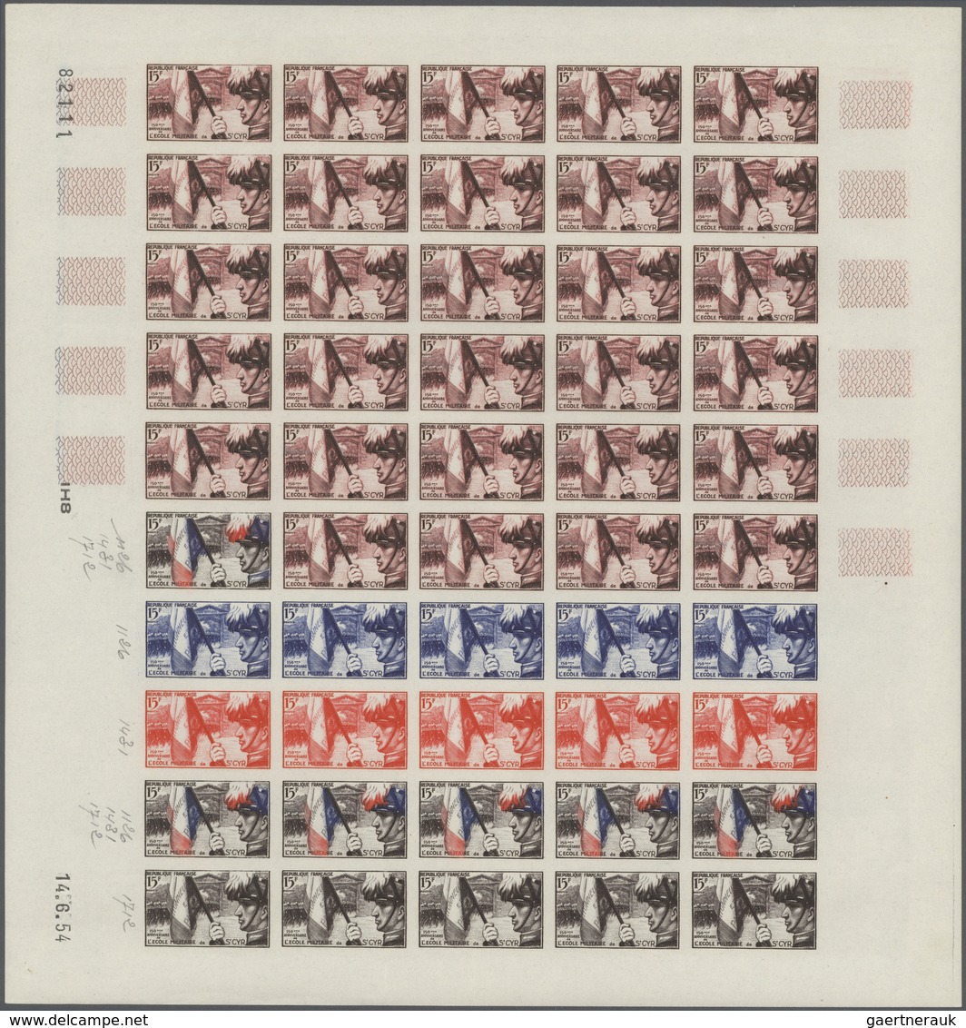 13809 Frankreich: 1954. Lot Of 1 Color Proof Sheet Of 50 For The Issue "150th Anniversary Of The Founding - Oblitérés