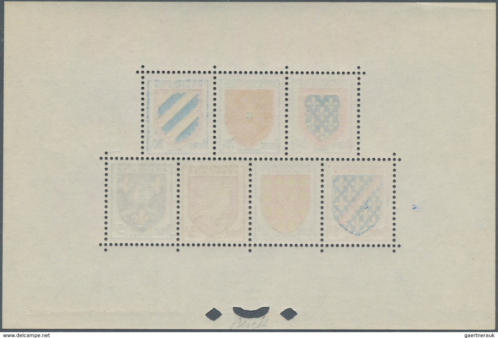 13810 Frankreich: 1954, Definitives "Coat Of Arms", Bloc Speciaux, Unmounted Mint, Signed. Only 19 Printed - Oblitérés