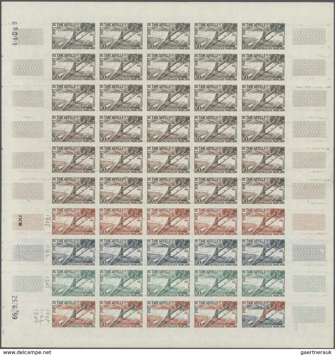 13819 Frankreich: 1959, France. Set Of 2 Different Color Proof Sheets Of 50 For The Issue "Opening Of The - Oblitérés