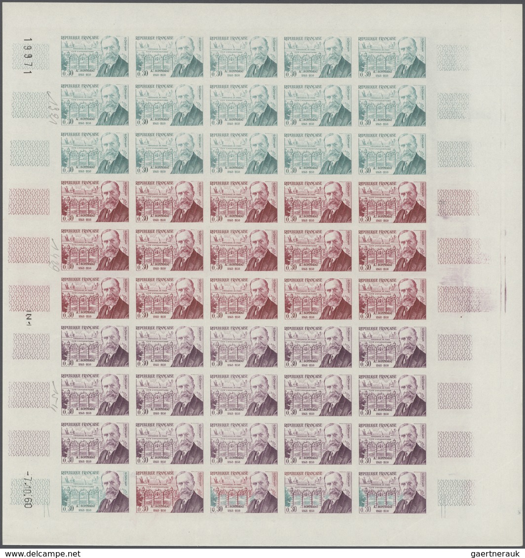 13824 Frankreich: 1960, France. Set Of 3 Different Color Proof Sheets Of 50 For The Issue "André Honnorat, - Oblitérés