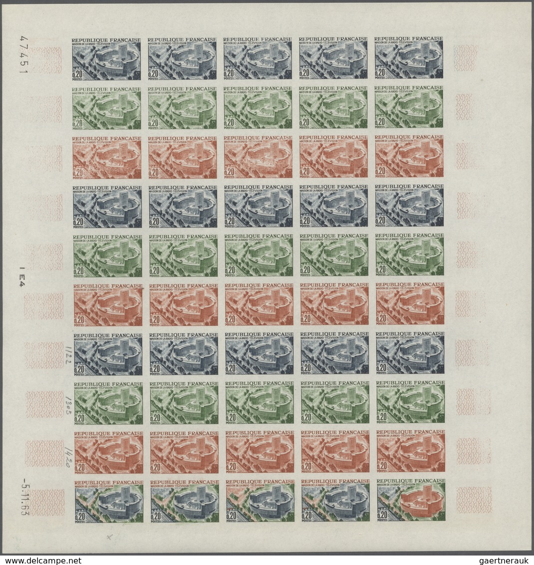 13833 Frankreich: 1963, France. Set Of 3 Different Color Proof Sheets Of 50 For The Issue "Radio And Telev - Oblitérés