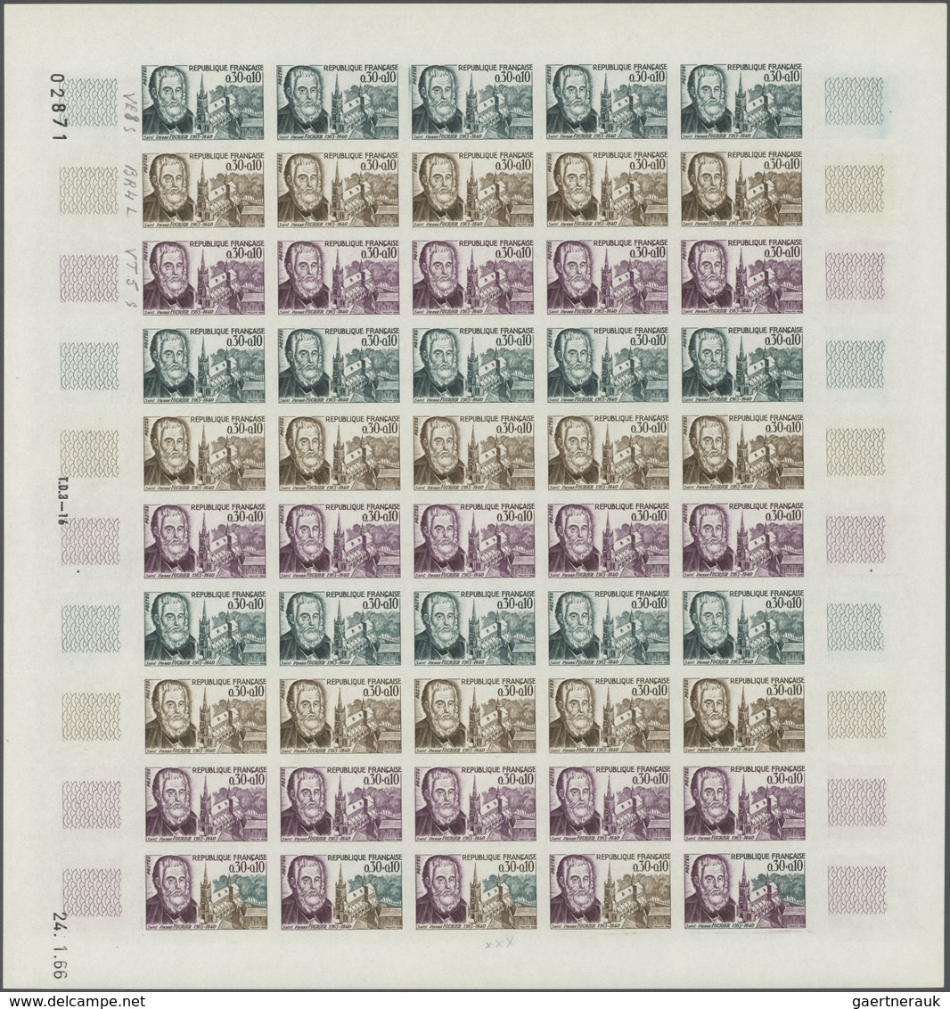 13839 Frankreich: 1966, France. Set Of 2 Different Color Proof Sheets Of 50 For The 30c+10c Value Of The " - Oblitérés