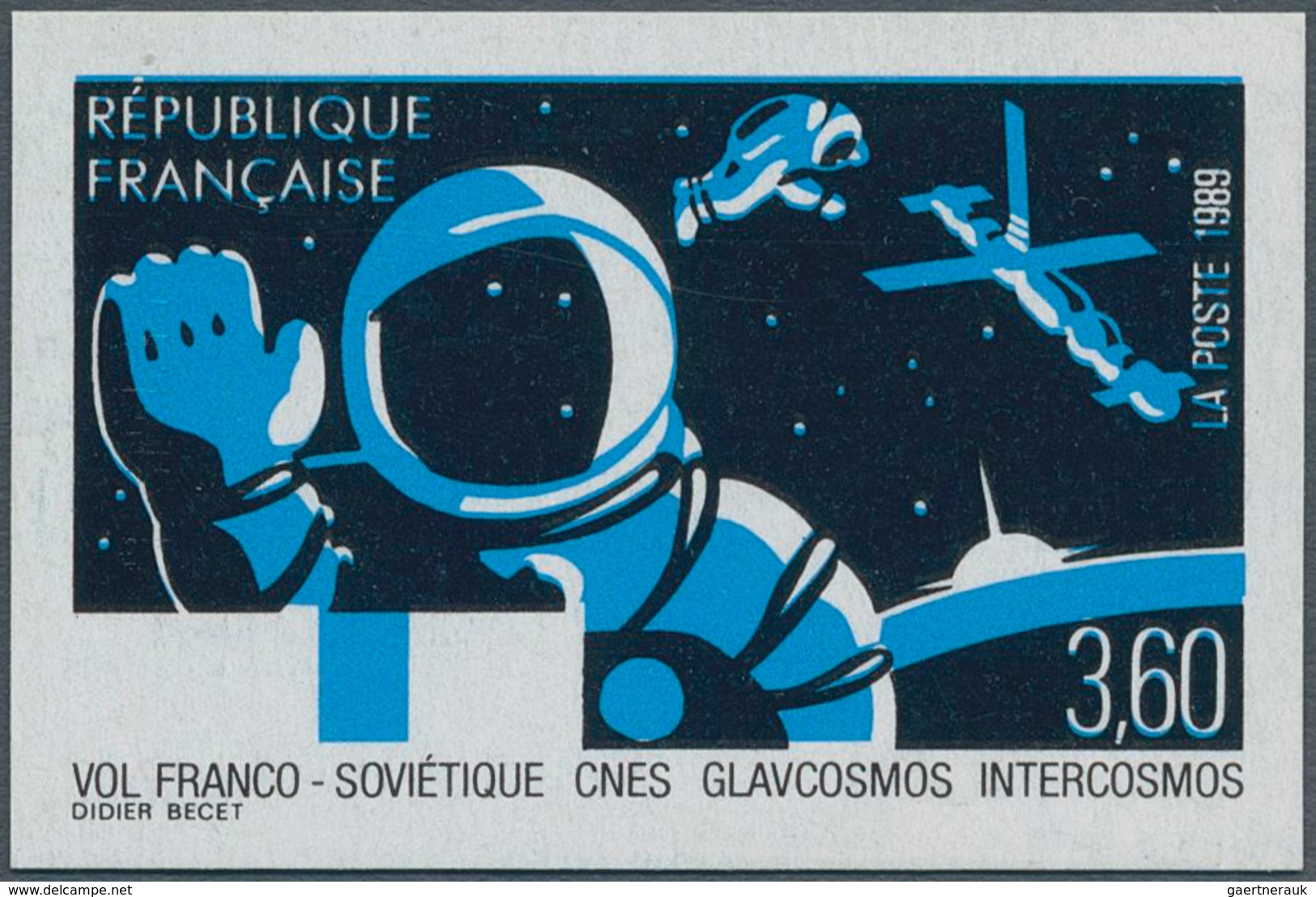 13902 Frankreich: 1989, 3.60 Fr. Common Space Flight USSR-France Without The Colors Red And Yellow, Mint N - Gebraucht