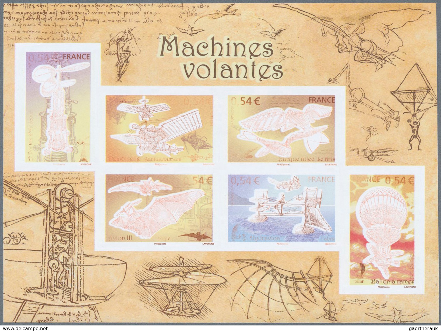 13911 Frankreich: 2006, France. IMPERFORATE Souvenir Sheet "Ancient Flying Machines" With Inscriptions And - Gebraucht