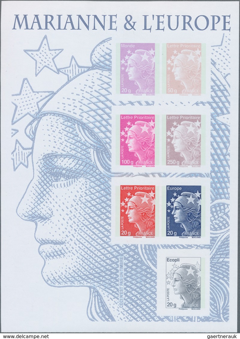 13913 Frankreich: 2008. IMPERFORATED Sheet "Marianne & L'Europe", Mint, NH. Normal Copy Enclosed. - Gebraucht